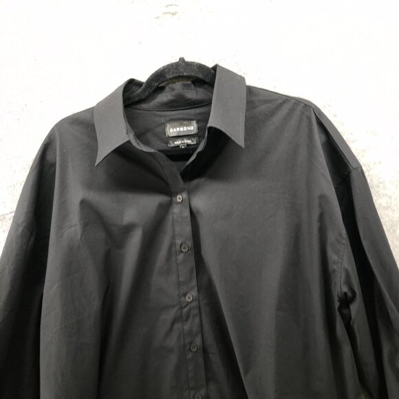 Carbon 38 Oversized Button Up Shirt Womens M Black Long Sleeve Stretch Cotton - Picture 3 of 11